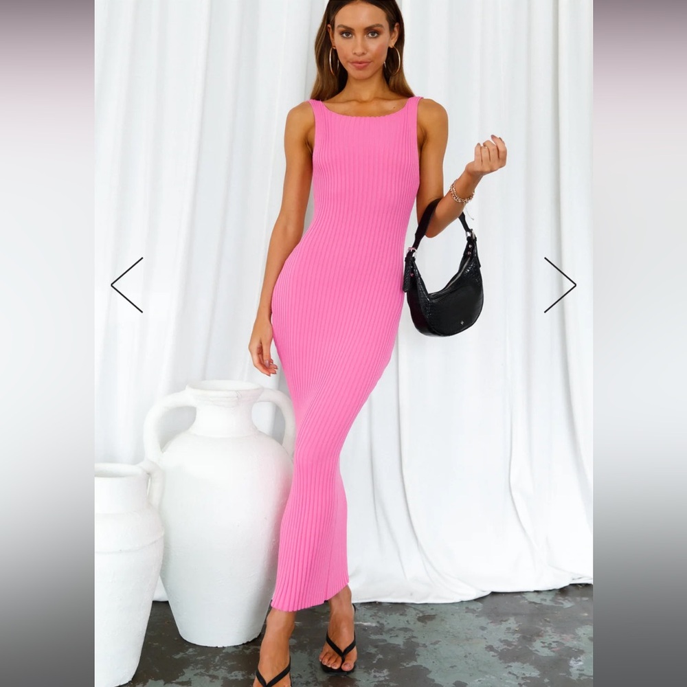 NBW Hello Molly Madison Midi Knit Dress Pink Size XS
